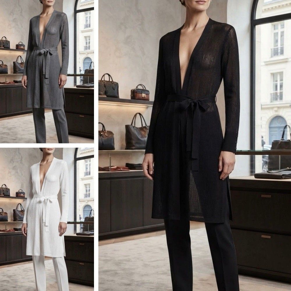 White House Black Market  BUNDLE OF 3 Sheer Belted Midi  Coverup SZ M NWOT
